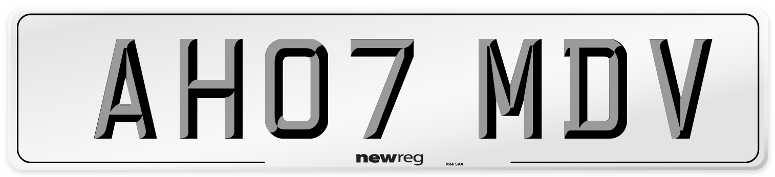 AH07 MDV Number Plate from New Reg